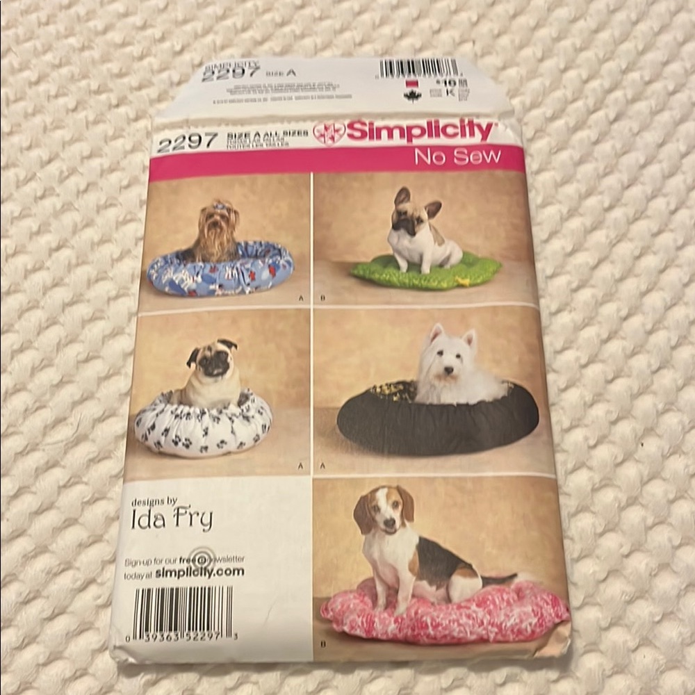 Simplicity No Sew Pet Bed Pattern - Multicolor Designs